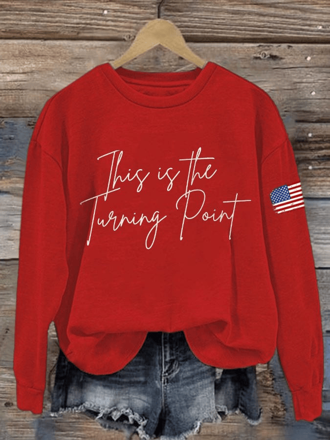 Red Freedom V-neck Shirt This Is The Turning Point Shirt Charlie Kirk T-Shirt Patriotic Gifts for Mom - Image 9