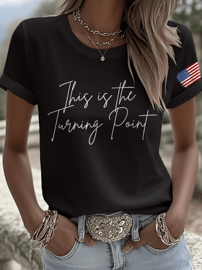 Red Freedom V-neck Shirt This Is The Turning Point Shirt Charlie Kirk T-Shirt Patriotic Gifts for Mom - Image 6