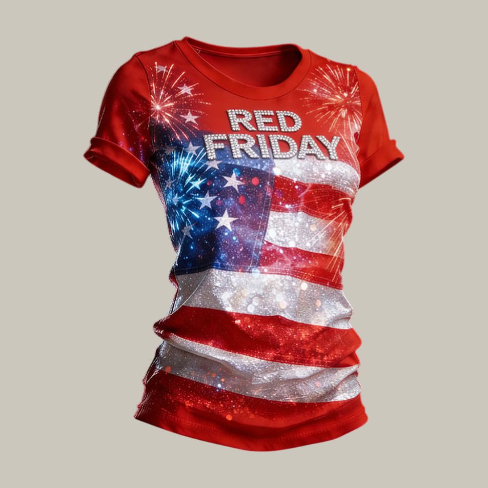 Red Friday American Flag Fireworkd T-Shirt Remember Everyone Deployed Shirt Present For Mom