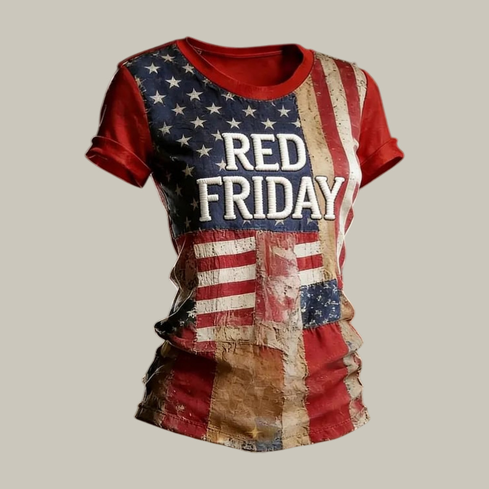 Red Friday American Flag Floral T-Shirt Remember Everyone Deployed Clothes Best Gift Idea