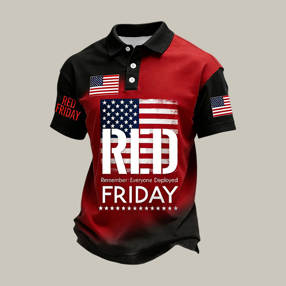 Red Friday American Flag Polo Shirt Remember Everyone Deployed Shirt Memorial Gift For Husband