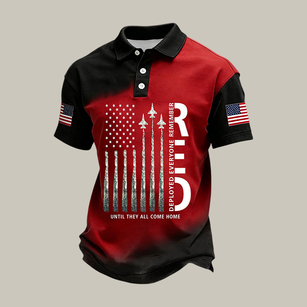 Red Friday American Flag Polo Shirt Remember Everyone Deployed Shirt Veteran Memorial Gift