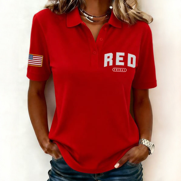 Red Friday American Flag Polo Shirt We Wear Red On Fridays Shirt Mother's Day Gift