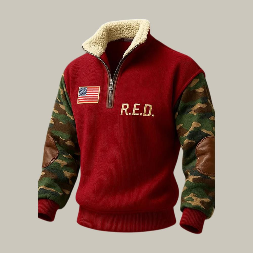 Red Friday American Flag Stand Up Collar Sweater Remember Everyone Deployed Apparel Red Friday Gift