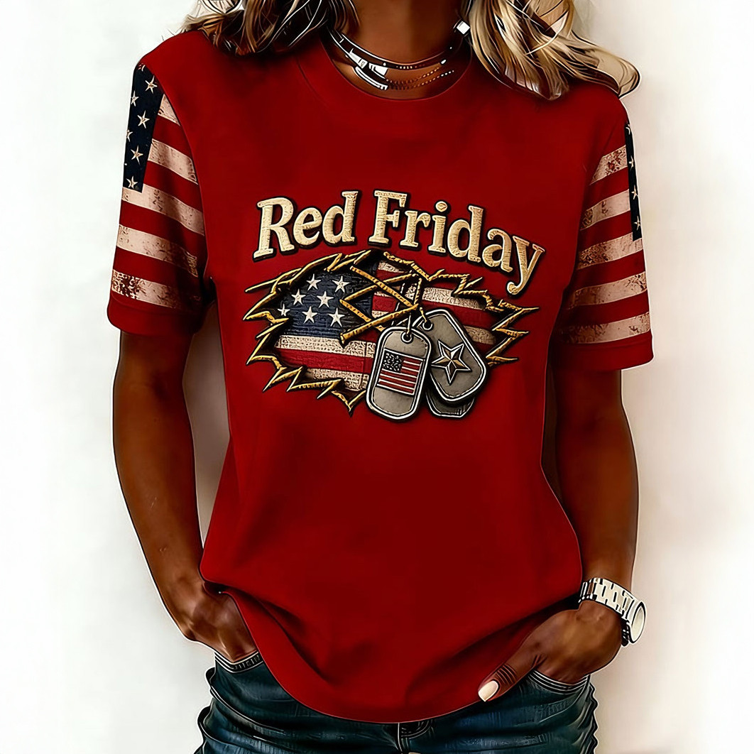 Red Friday American Flag T-Shirt Veteran's Day Shirt Unique Gift For Mother