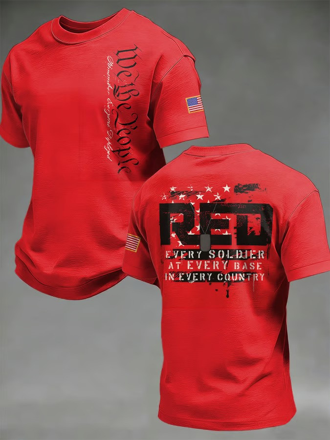 Red Friday Back Print T-Shirt Military Memorial Tribute Support Apparel Gift for Her