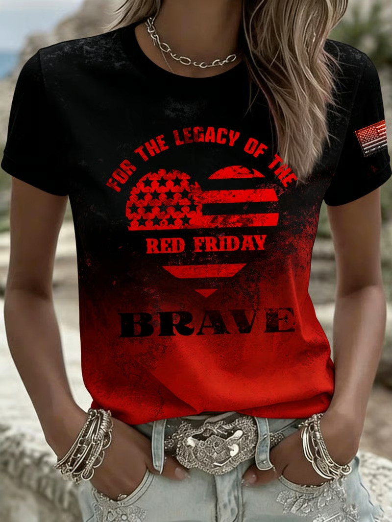 Red Friday Brave Legacy T-Shirt Veteran Family Pride Memorial Tribute Gift for Her