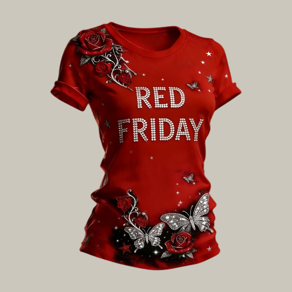 Red Friday Butterfly T-Shirt Remember Everyone Deployed Shirt Red Friday Present