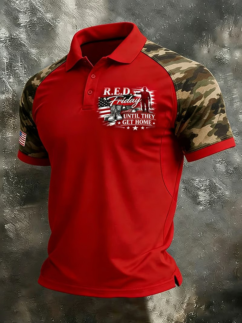 Red Friday Camo Polo Shirt Veteran Memorial Support Tribute Apparel Gift for Her