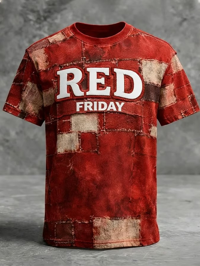 Red Friday Distressed T-Shirt Patriotic Support Tribute Memorial Apparel Gift for Her