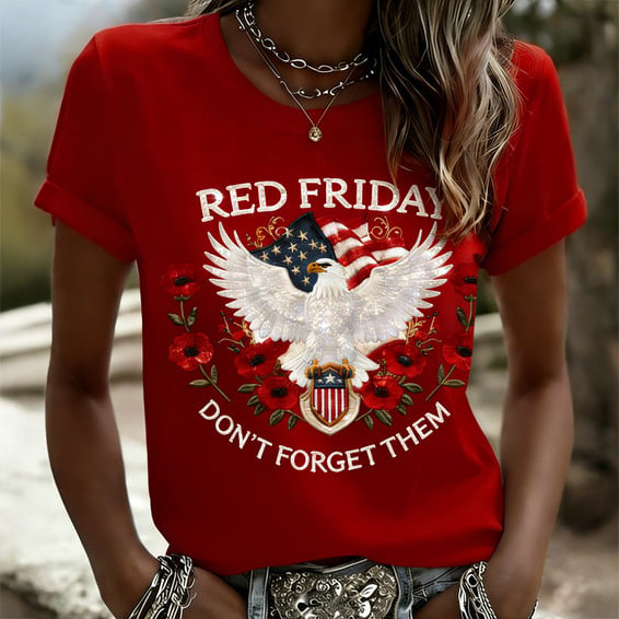 Red Friday Don't Forget Them Eagle T-Shirt I Wear Red On Fidays Shirt Gift For Mom