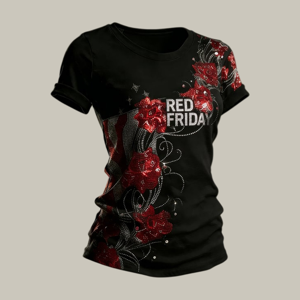 Red Friday Floral T-Shirt I Wear Red On Fridays Shirt Memorial Day Gift For Mom