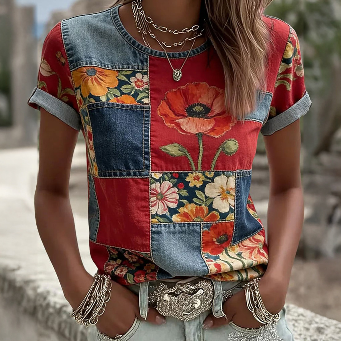 Red Friday Floral T-Shirt Remember Everyone Deployed Shirt Veteran Tribute Gift For Wife