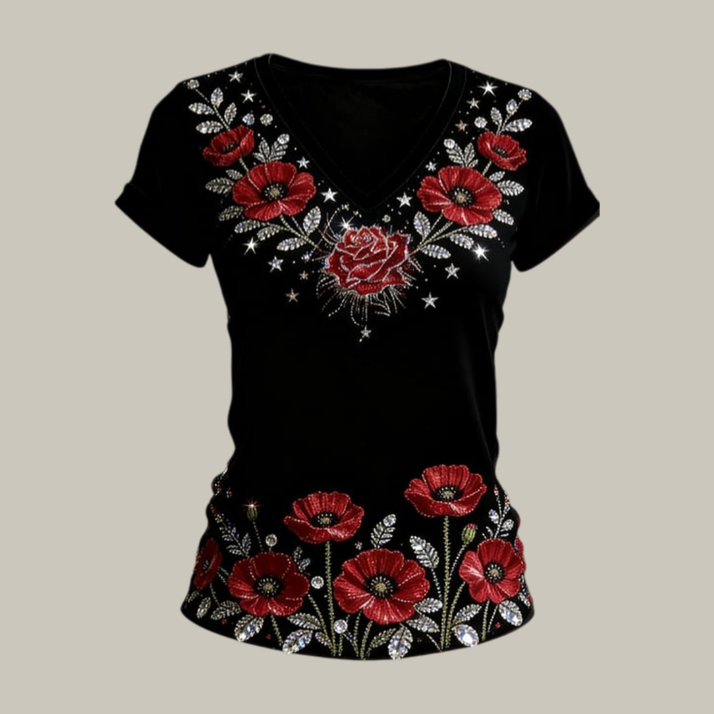 Red Friday Floral V-Neck Shirt I Wear Red On Fridays Shirt Present For Mom