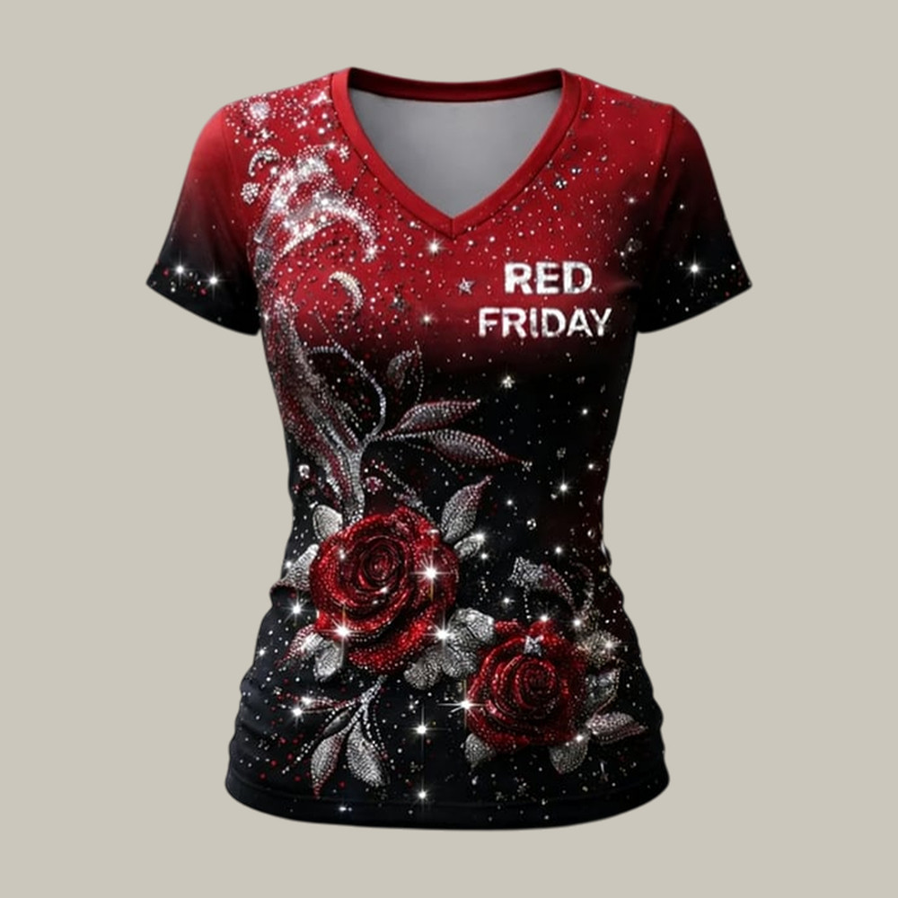 Red Friday Floral V-Neck Shirt Remember Everyone Deployed Shirt Red Friday Gift For Mom