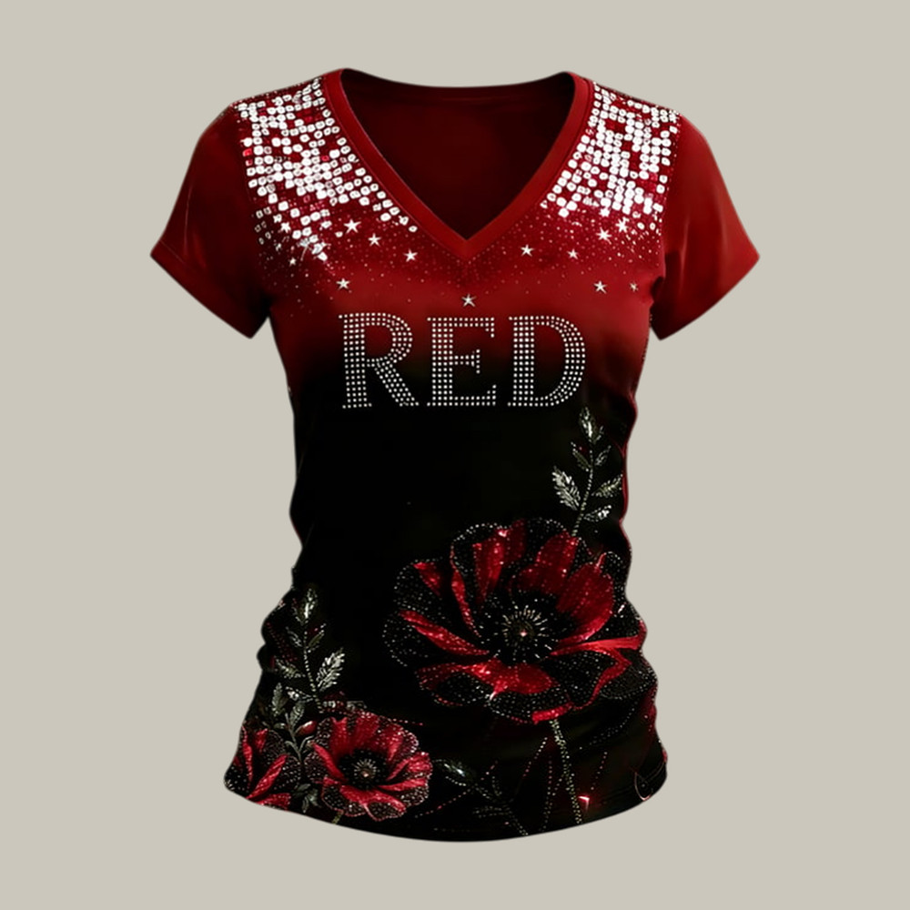 Red Friday Floral V-Neck Shirt Remember Everyone Deployed Shirt Red Friday Gift For Mother's Day