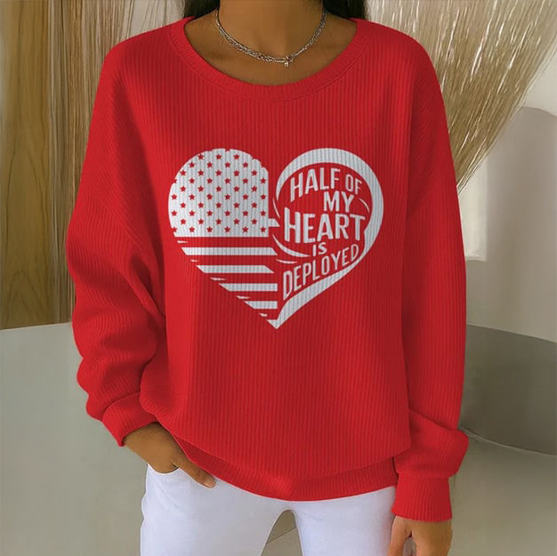 Red Friday Half Of My Heart Is Deployed Sweatshirt Red Friday Apparel Gift For Mother's Day