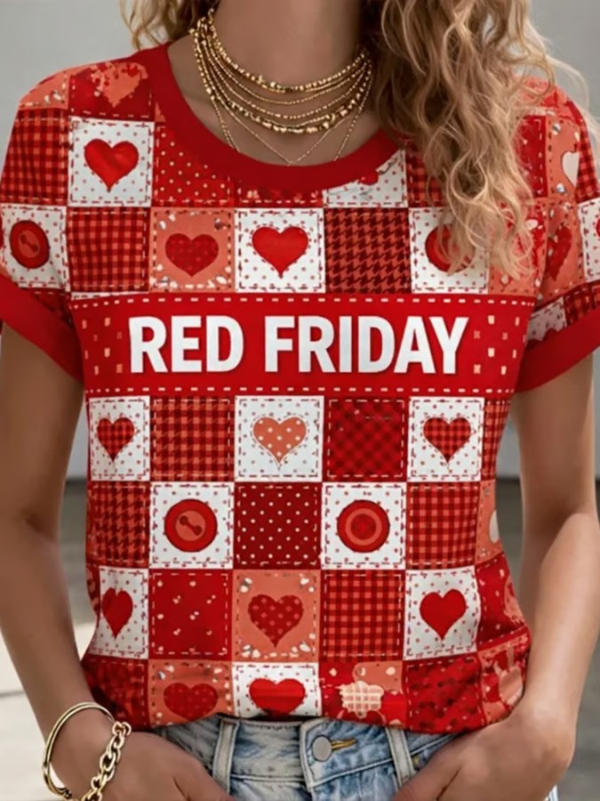 Red Friday Heart Quilt T-Shirt Remember Everyone Deployed Patriotic Love Shirt Gift For Supporters