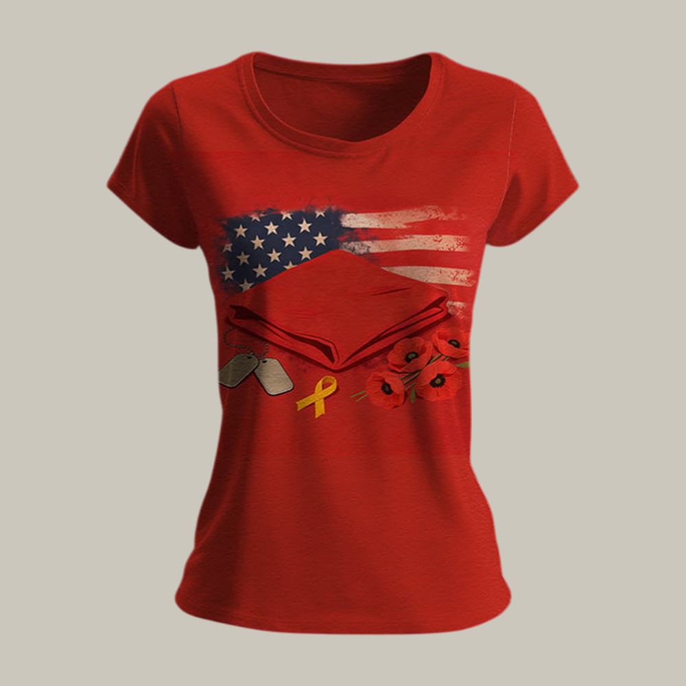 Red Friday Military Service T-Shirt American Flag We Wear Red On Friday Shirt Memorial Day Gift