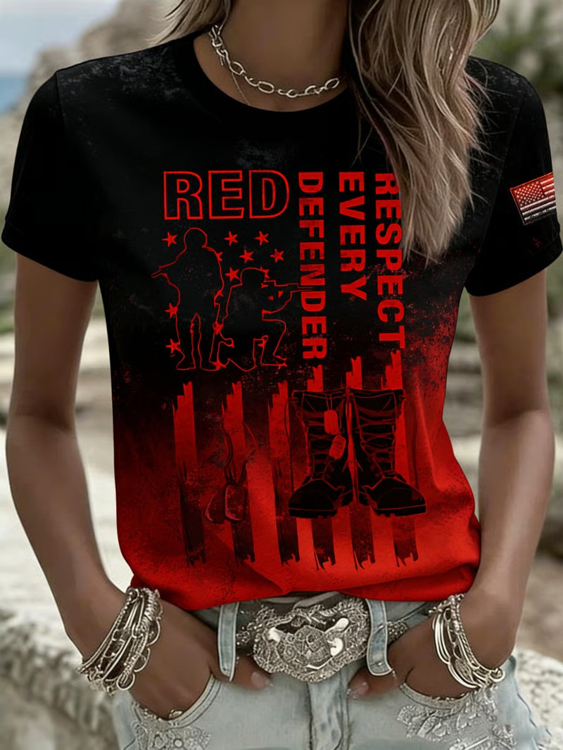 Red Friday Never Forgotten T-Shirt Veteran Memorial Patriotic Tribute Gift for Her