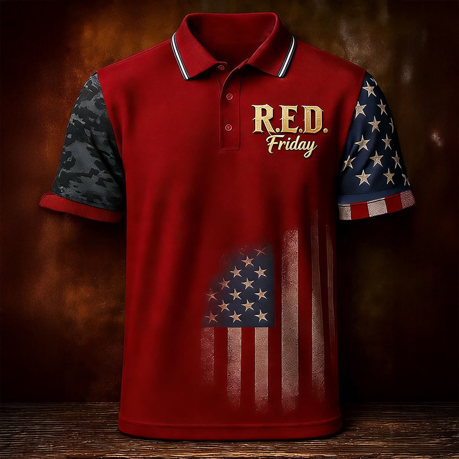 Red Friday Polo Shirt American Flag Remember Everyone Deployed Shirt Memorial Gifts