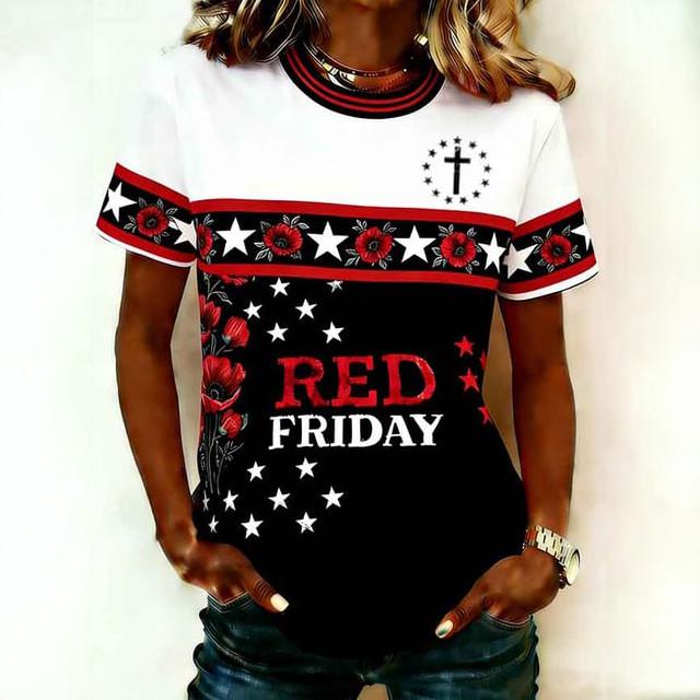 Red Friday Poppy Flower Faith T-Shirt Remember Everyone Deployed Shirt Red Friday Gift For Wife