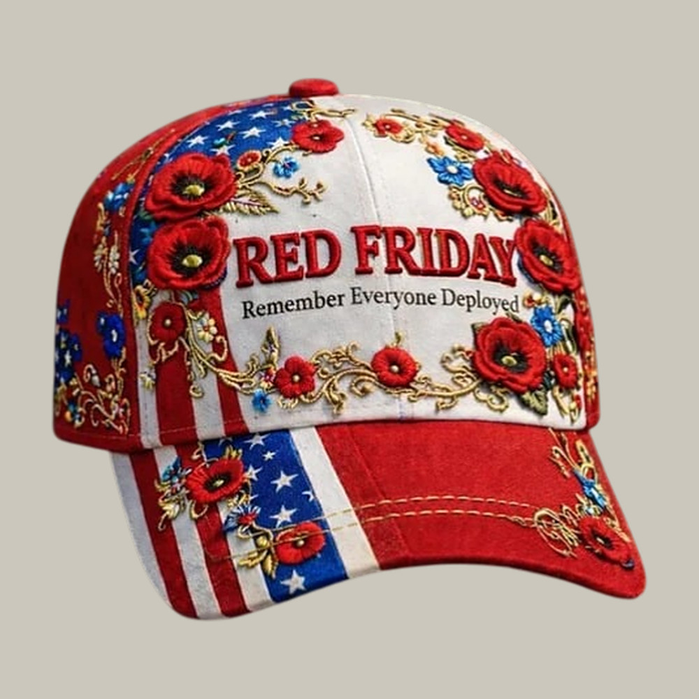 Red Friday Poppy Flower Hat Remember Everyone Deployed Baseball Cap Gift For Red Friday
