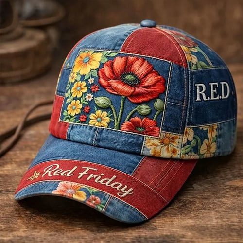 Red Friday Poppy Flower Hat Remember Everyone Deployed Red Friday Baseball Cap