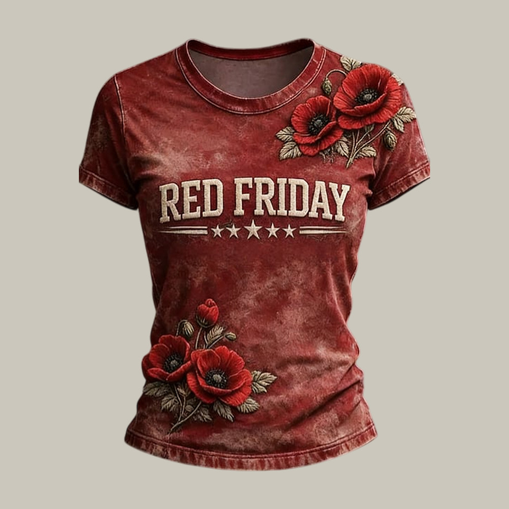Red Friday Poppy Flower T-Shirt Commemorative Clothes Red Friday Gift For Mother's Day