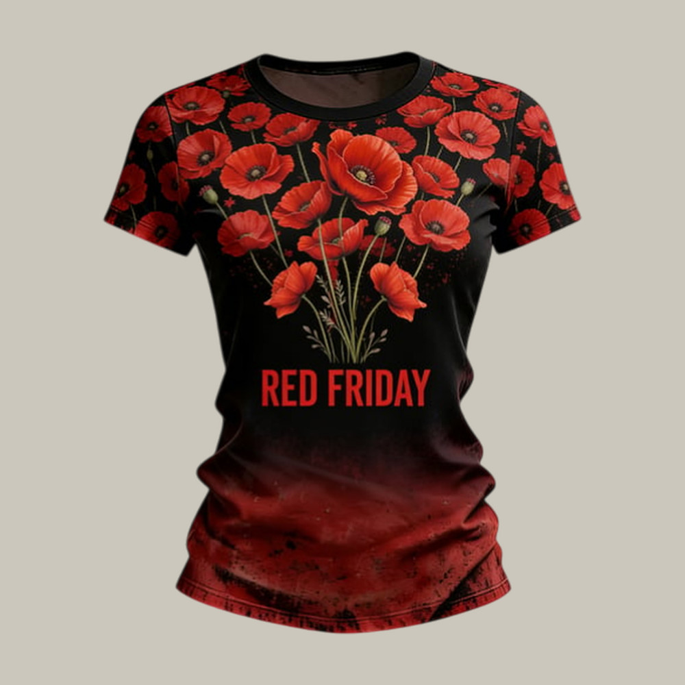 Red Friday Poppy Flower T-Shirt Remember Everyone Deployed Shirt Memorial Day Gift For Wife