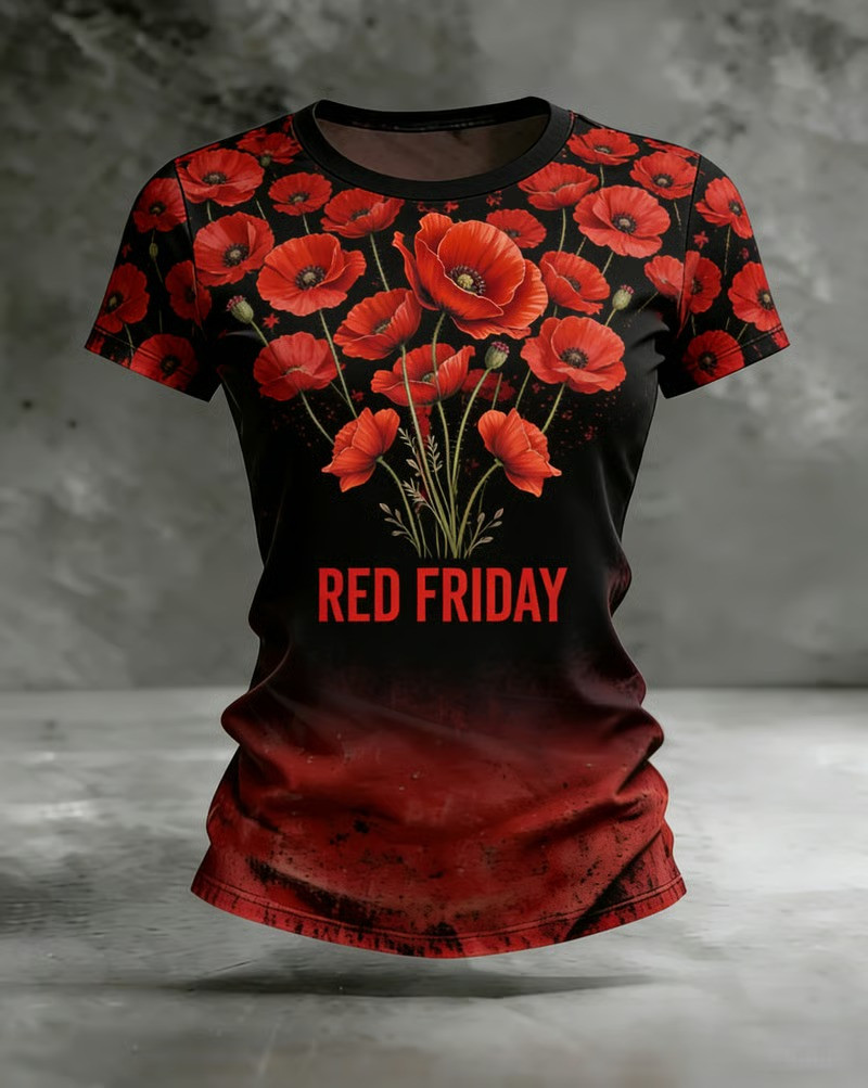 Red Friday Poppy Garden T-Shirt Memorial Day Patriotic Tribute Support Gift for Mom