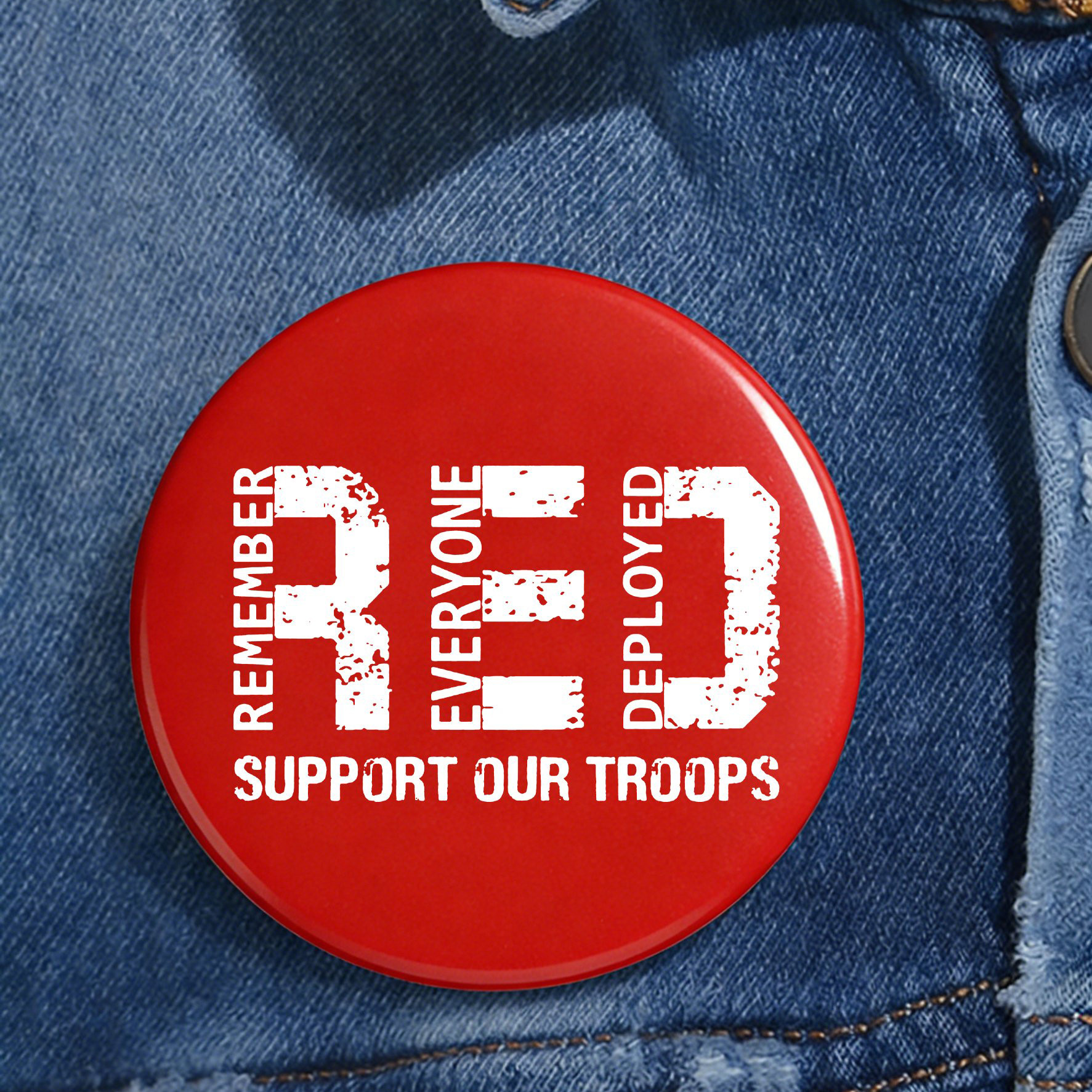 Red Friday Remember Everyone Deployed Button Military Appreciation Month Merch