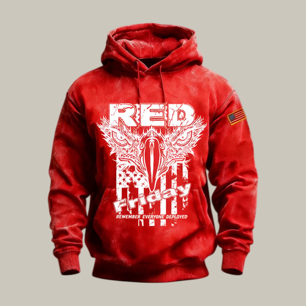Red Friday Remember Everyone Deployed Eagle Hoodie American Flag Red Friday Apparel Dad Birthday Gift