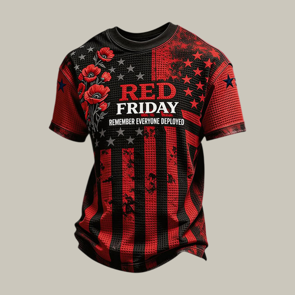 Red Friday Remember Everyone Deployed Floral T-Shirt Memorial Day Shirt Red Friday Gift Idea