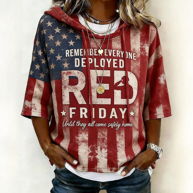 Red Friday Remember Everyone Deployed Hoodie American Flag Apparel Gift For Her