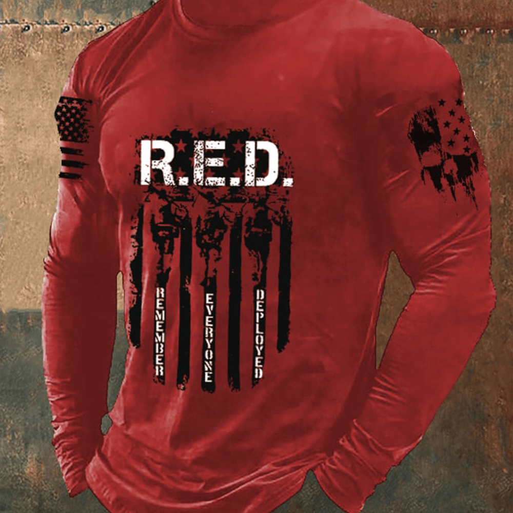 Red Friday Remember Everyone Deployed Long Sleeve Shirt Veteran Merch Gifts For Father
