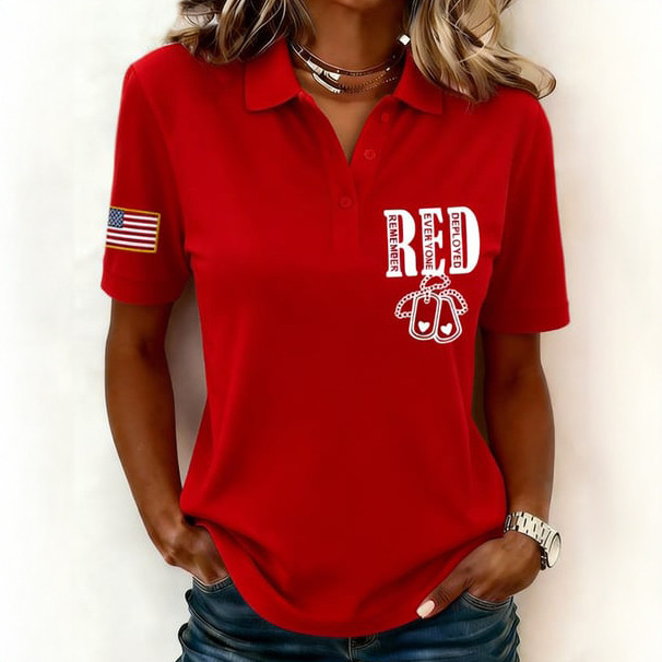 Red Friday Remember Everyone Deployed Polo Shirt American Flag Red Friday Shirt