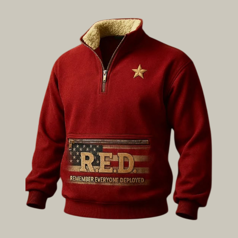 Red Friday Remember Everyone Deployed Stand Up Collar Sweater American Flag Apparel Red Friday Gift