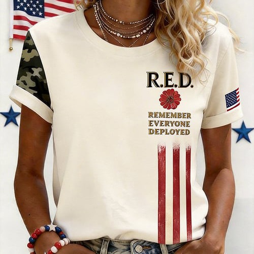 Red Friday Remember Everyone Deployed T-Shirt American Flag Red Friday Clothes Gift For Mother