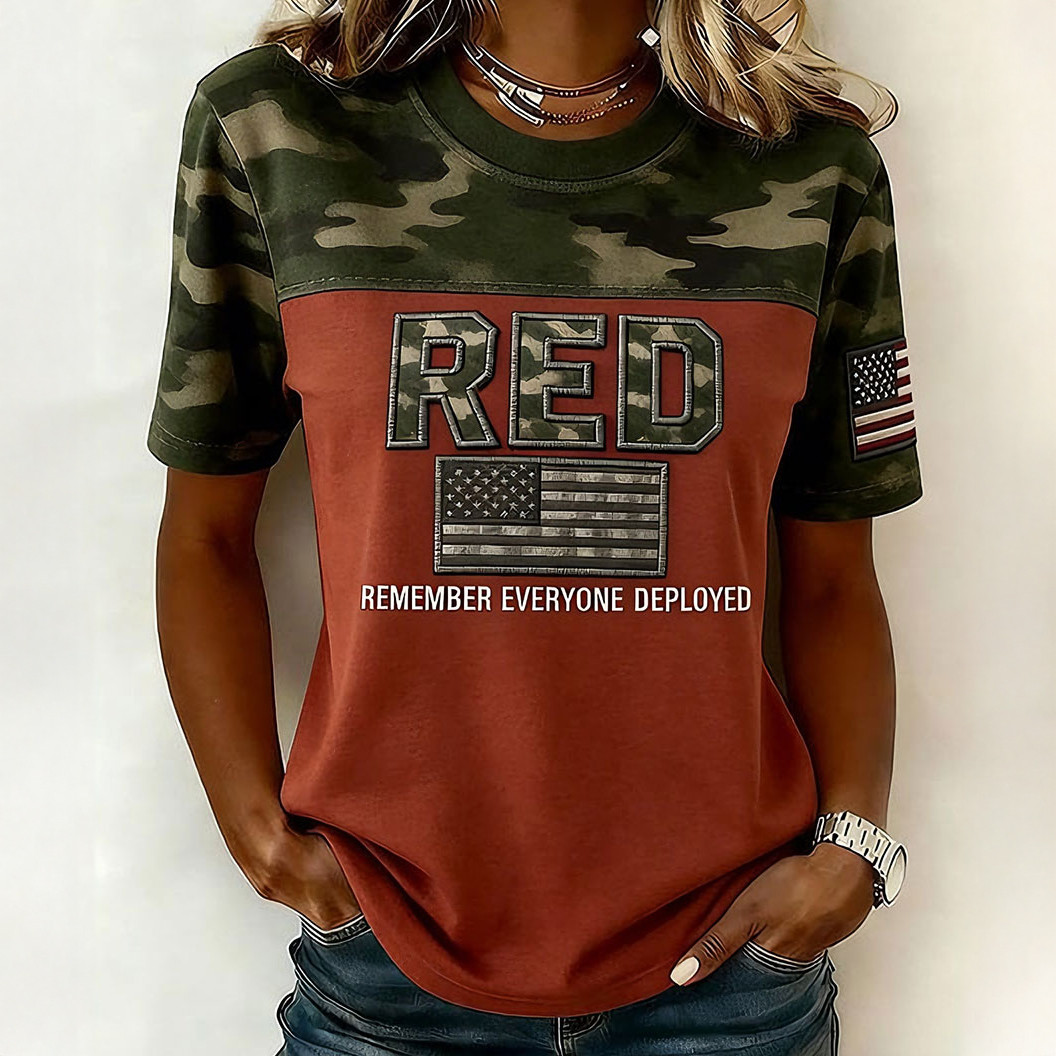 Red Friday Remember Everyone Deployed T-Shirt American Flag Red Friday Merch Gift Idea For Wife