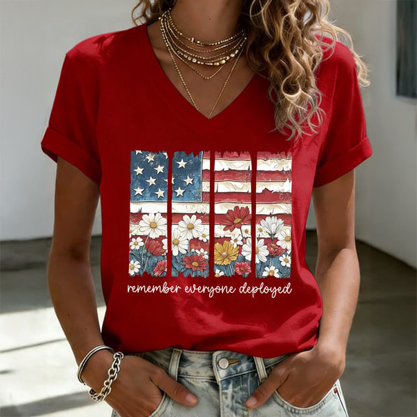 Red Friday Remember Everyone Deployed V-Neck Shirt Red Friday Clothes Unique Gift For Mother's Day