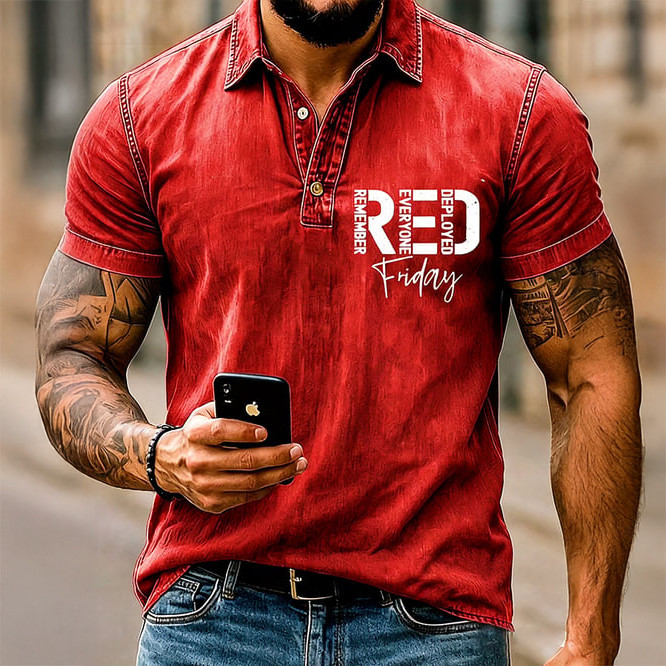 Red Friday Rememer Everyone Deployed Polo Shirt Red Friday Clothes Father's Day Gift For Husband