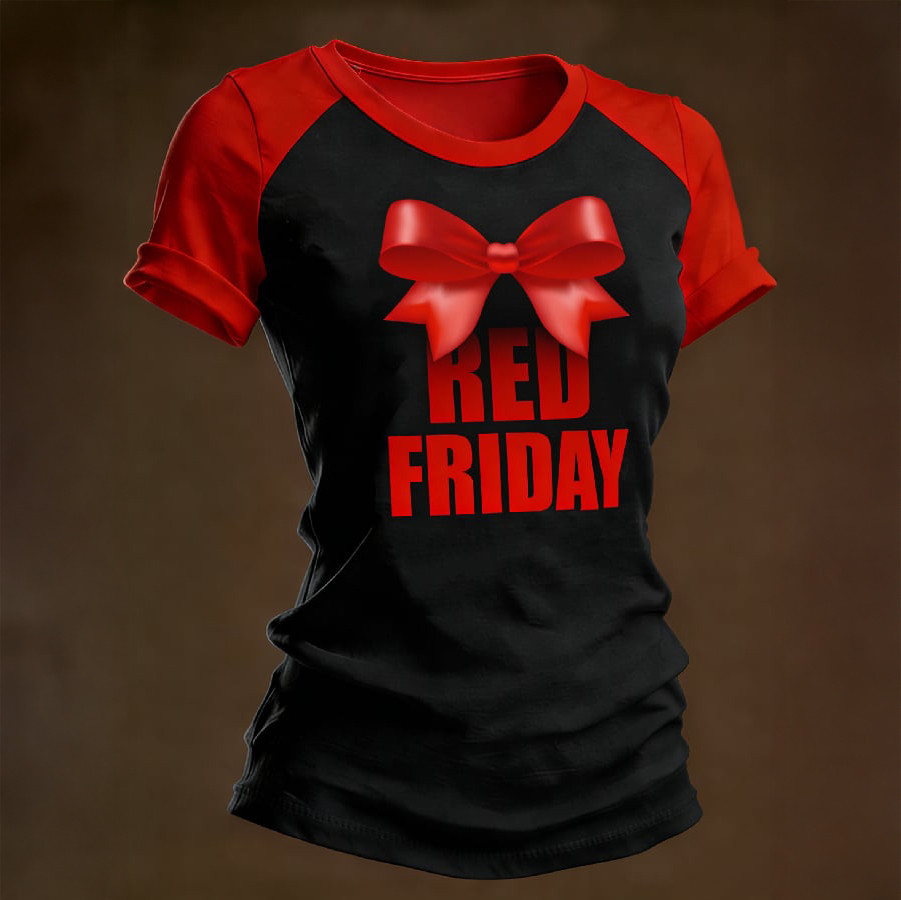 Red Friday Ribbon Graphic T-Shirt We Wear Red Friday Clothes Present For Her