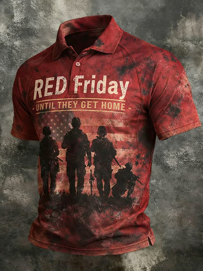Red Friday Soldier Shadow Polo Shirt Veteran Memorial Tribute Support Wear Gift for Her