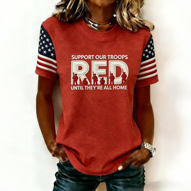 Red Friday Support Our Troops T-Shirt American Flag Until They All Come Home Red Friday Shirt