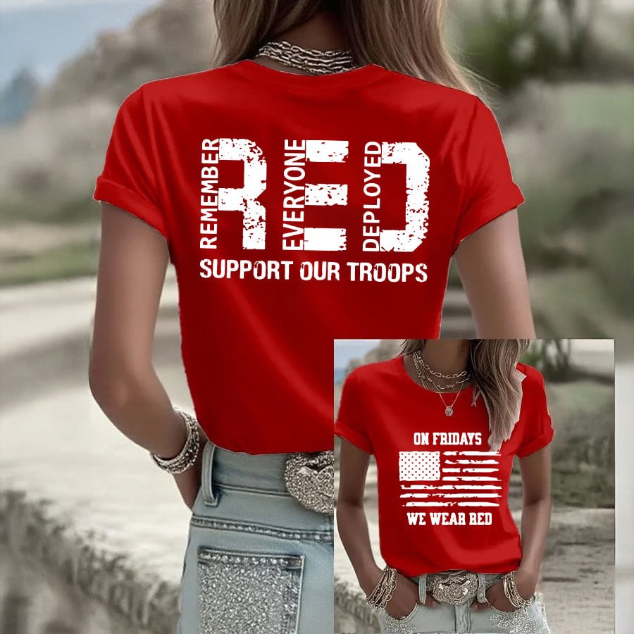 Red Friday Support Our Troops T-Shirt On Friday We Wear Red Shirt Veteran Gift For Wife