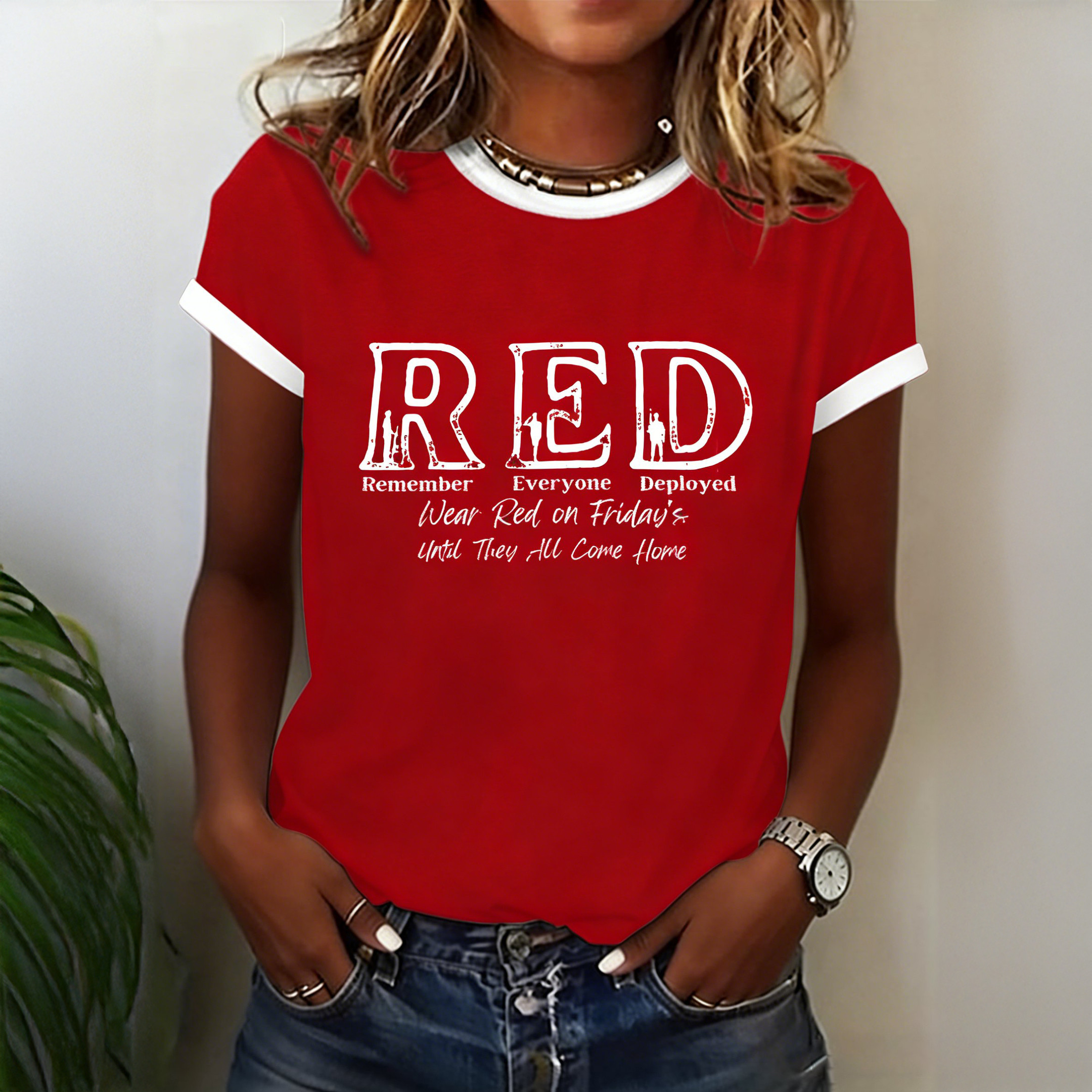 Red Friday T-Shirt Remember Everyone Deployed Clothes Veteran's Day Gift