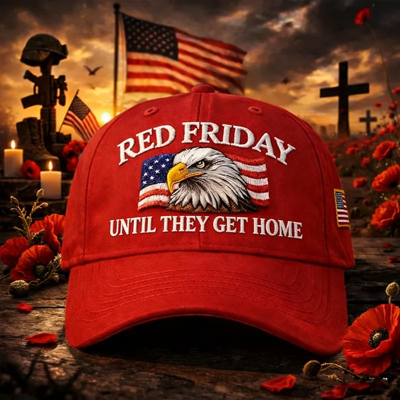 Red Friday Until They Get Home Baseball Hat Patriotic Eagle American Cap Best Gift Veteran Families