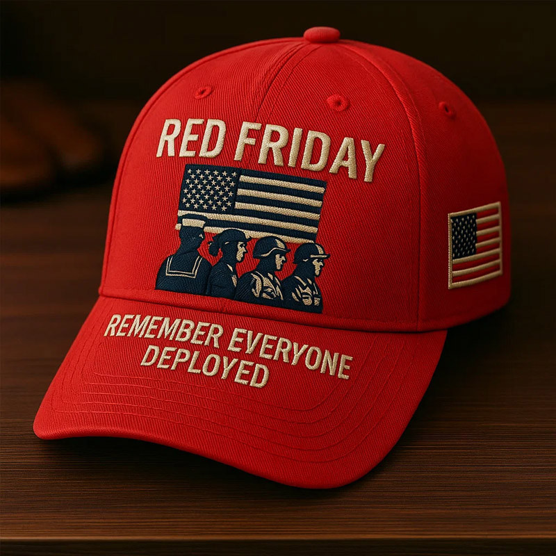 Red Friday Veterans Hat Remember Everyone Deployed Baseball Cap American Flag Pattern Gift Idea