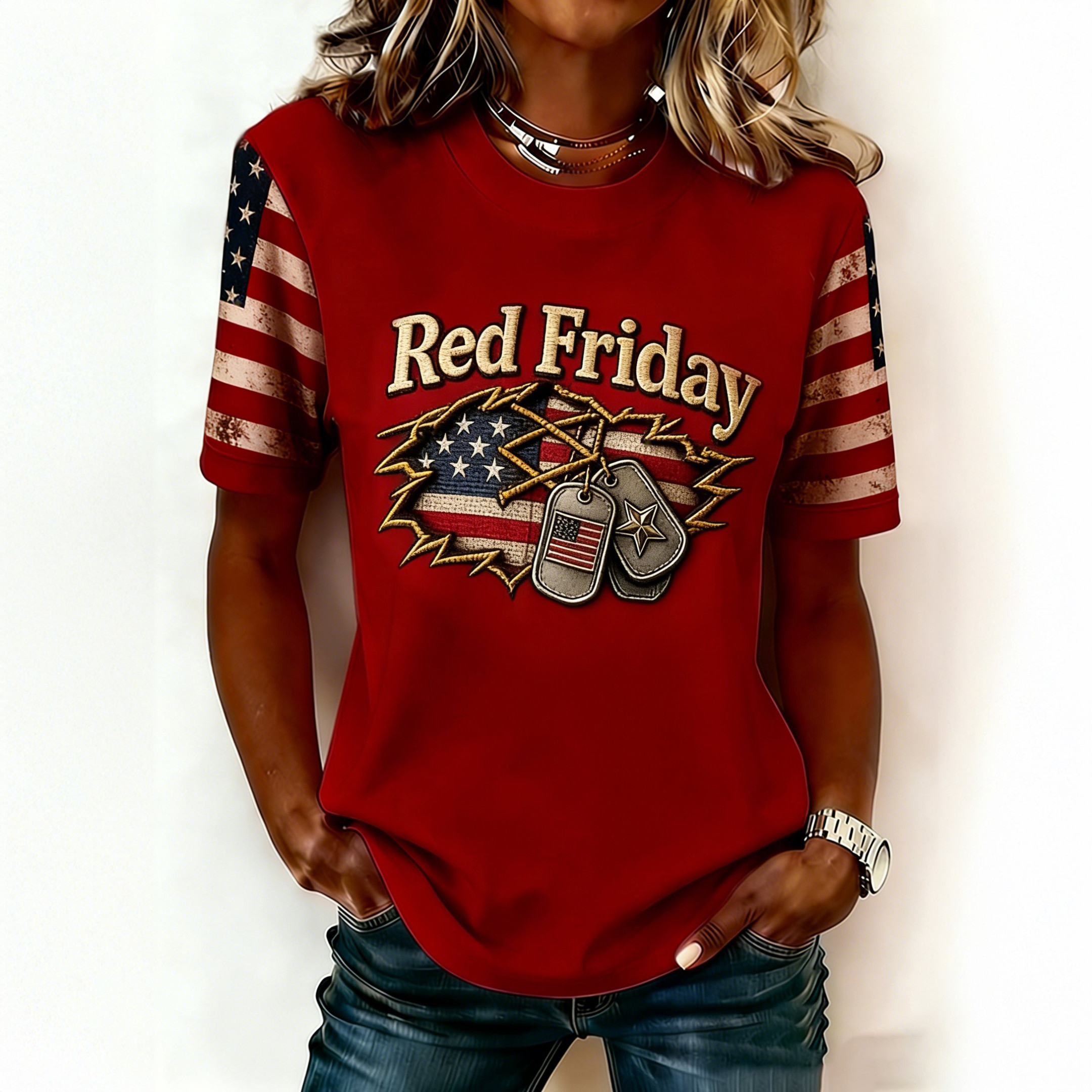 Red Fridays American Flag Graphic T-Shirt Patiotic Apparel Red Fridays Present Ideas